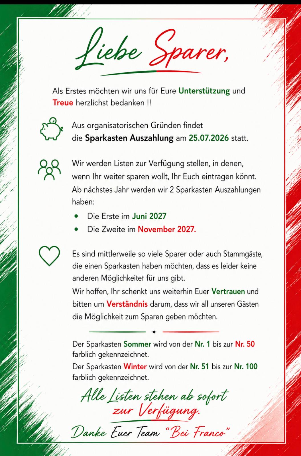 Sparclub Informationen – Bei Franco